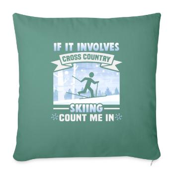 Skieurs de fond biathlon de fond - Housse de coussin décorative 45 x 45 cm - vert sapin - Devant