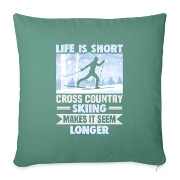 Skieurs de fond biathlon de fond - Housse de coussin décorative 45 x 45 cm - vert sapin - Devant