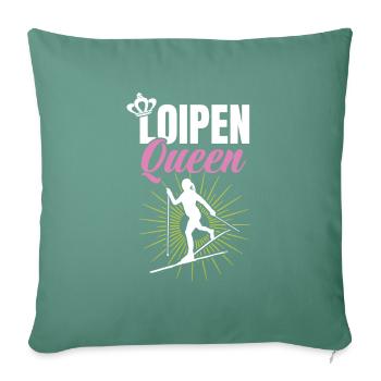 Skieurs de fond biathlon de fond - Housse de coussin décorative 45 x 45 cm - vert sapin - Devant