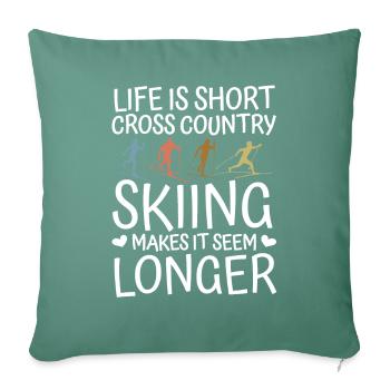 Skieurs de fond biathlon de fond - Housse de coussin décorative 45 x 45 cm - vert sapin - Devant