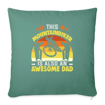 Vététiste Fête des Pères Downhiller E biker - Housse de coussin décorative 45 x 45 cm - vert sapin - Devant