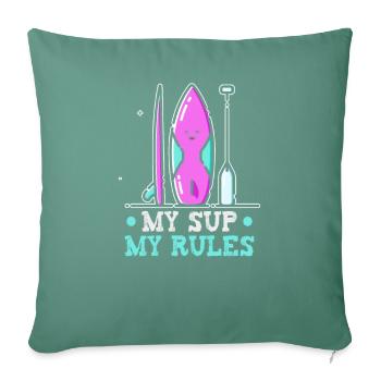 Sup Stand Up Paddle Design Sup Board Paddeln - Housse de coussin décorative 45 x 45 cm - vert sapin - Devant