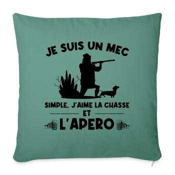 Un Mec Simple Qui Aime La Chasse Et Les Apéros - Housse de coussin décorative 45 x 45 cm - vert sapin - Devant