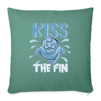 Embrassez le lamantin à nageoires lamantin potelé - Housse de coussin décorative 45 x 45 cm - vert sapin - Devant