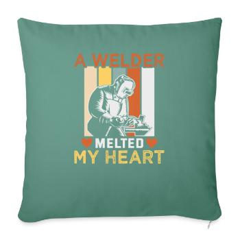 Conception de slogan de soudeur pour les métallurgistes - Housse de coussin décorative 45 x 45 cm - vert sapin - Devant