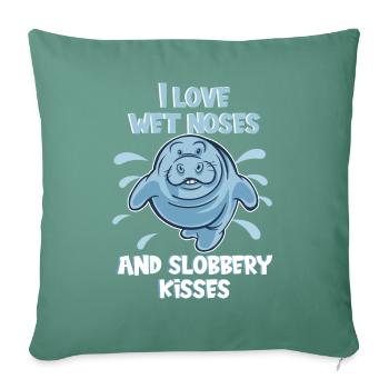 Nez froid Lamantin à cœur chaud Lamantin potelé potelé - Housse de coussin décorative 45 x 45 cm - vert sapin - Devant
