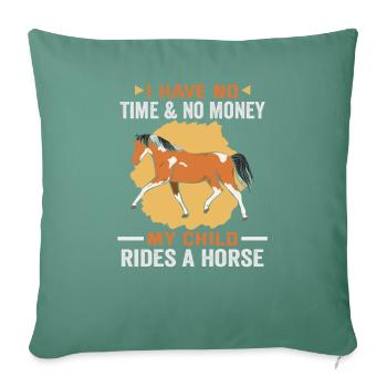 Design équestre et équestre pour les amoureux des chevaux - Housse de coussin décorative 45 x 45 cm - vert sapin - Devant