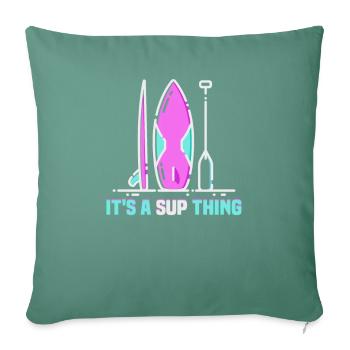 Sup Stand Up Paddle Design Sup Board Paddeln - Housse de coussin décorative 45 x 45 cm - vert sapin - Devant