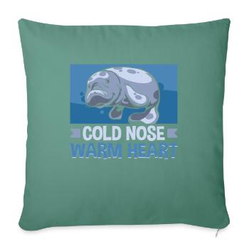 Nez froid Lamantin à cœur chaud Lamantin potelé potelé - Housse de coussin décorative 45 x 45 cm - vert sapin - Devant