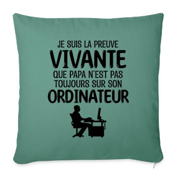 Ordinateur papa de jeu cool - Housse de coussin décorative 45 x 45 cm - vert sapin - Devant