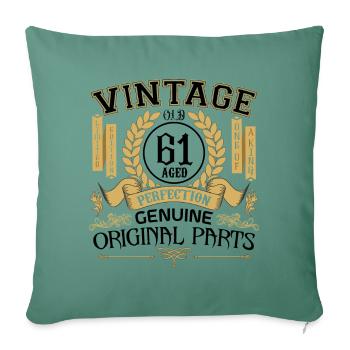 Vintage 61 ans - cadeau d’anniversaire 61 ans !!! - Housse de coussin décorative 45 x 45 cm - vert sapin - Devant