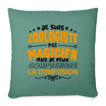 Zoologiste pas Magicien | le Meilleur Zoologiste - Housse de coussin décorative 45 x 45 cm - vert sapin - Devant