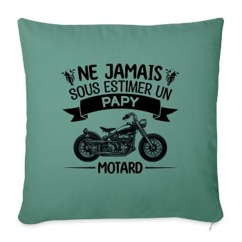 papy motard | cadeau papy motard moto - Housse de coussin décorative 45 x 45 cm - vert sapin - Devant