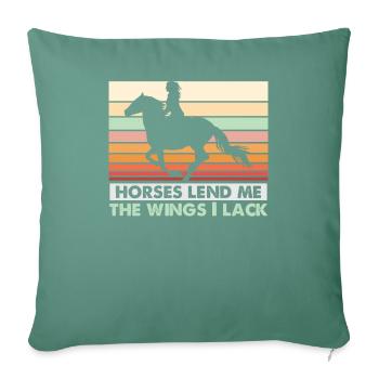 Design équestre et équestre pour les amoureux des chevaux - Housse de coussin décorative 45 x 45 cm - vert sapin - Devant