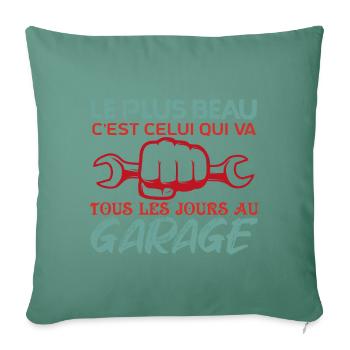 Mécanicien | lAutomobile Cadeau Auto Garage - Housse de coussin décorative 45 x 45 cm - vert sapin - Devant
