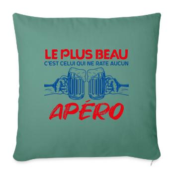 c'est l'heure de l'apéro | apéro à vie Apéritif - Housse de coussin décorative 45 x 45 cm - vert sapin - Devant