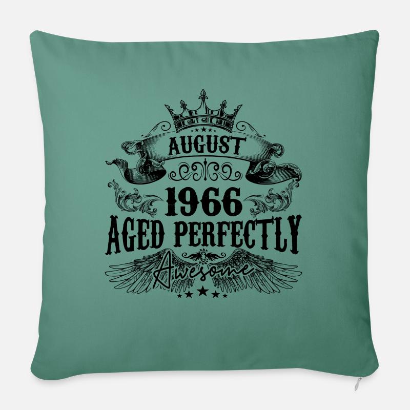 1966 | Agosto Invecchiato perfettamente 1966 regalo di compleanno - Copricuscino per divano, 45 x 45 cm - verde cipresso