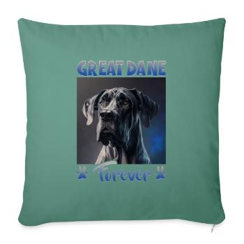 Chien disant Dogue allemand pour les amoureux des chiens - Housse de coussin décorative 45 x 45 cm - vert sapin - Devant