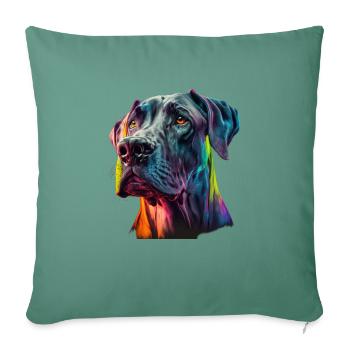Chien disant Dogue allemand pour les amoureux des chiens - Housse de coussin décorative 45 x 45 cm - vert sapin - Devant