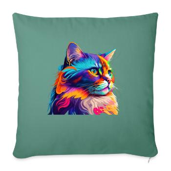 Amoureux des chats Cool Cat Design Cat Mama - Housse de coussin décorative 45 x 45 cm - vert sapin - Devant