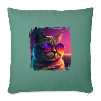 Amoureux des chats Cool Cat Design Cat Mama - Housse de coussin décorative 45 x 45 cm - vert sapin - Devant