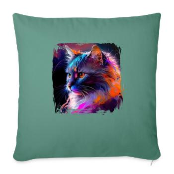 Amoureux des chats Cool Cat Design Cat Mama - Housse de coussin décorative 45 x 45 cm - vert sapin - Devant