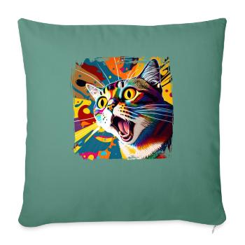 Amoureux des chats Cool Cat Design Cat Mama - Housse de coussin décorative 45 x 45 cm - vert sapin - Devant
