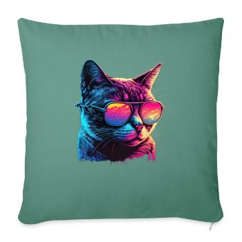 Amoureux des chats Cool Cat Design Cat Mama - Housse de coussin décorative 45 x 45 cm - vert sapin - Devant