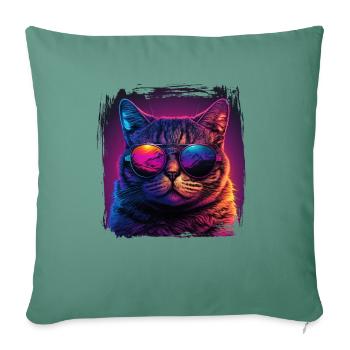 Amoureux des chats Cool Cat Design Cat Mama - Housse de coussin décorative 45 x 45 cm - vert sapin - Devant