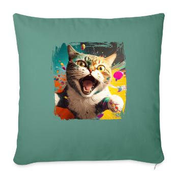 Amoureux des chats Cool Cat Design Cat Mama - Housse de coussin décorative 45 x 45 cm - vert sapin - Devant
