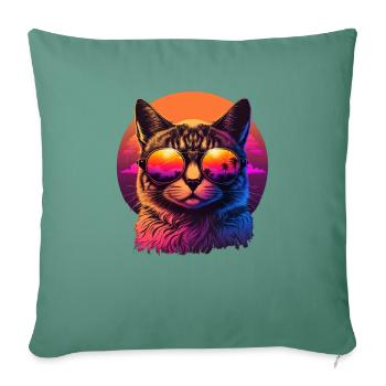 Amoureux des chats Cool Cat Design Cat Mama - Housse de coussin décorative 45 x 45 cm - vert sapin - Devant