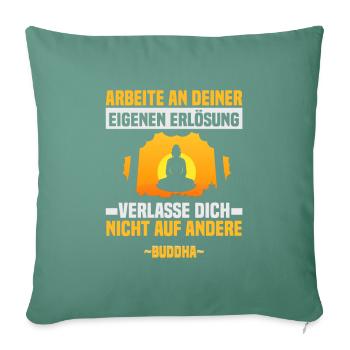 Méditation bouddhiste Bouddhisme Zen Bouddha Bouddhisme et Yoga - Housse de coussin décorative 45 x 45 cm - vert sapin - Devant