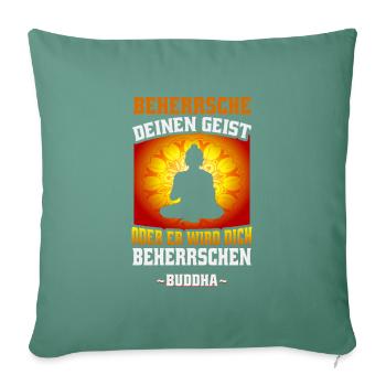 Méditation bouddhiste Bouddhisme Zen Bouddha Bouddhisme et Yoga - Housse de coussin décorative 45 x 45 cm - vert sapin - Devant