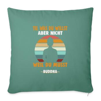 Méditation bouddhiste, Zen, Bouddha, bouddhisme et yoga - Housse de coussin décorative 45 x 45 cm - vert sapin - Devant