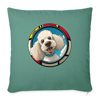 Dog Cartoon Poodle Design pour les amoureux des chiens - Housse de coussin décorative 45 x 45 cm - vert sapin - Devant
