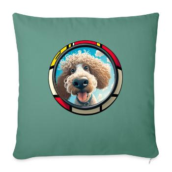 Dog Cartoon Poodle Design pour les amoureux des chiens - Housse de coussin décorative 45 x 45 cm - vert sapin - Devant