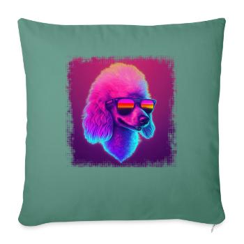 Dog Cartoon Poodle Design pour les amoureux des chiens - Housse de coussin décorative 45 x 45 cm - vert sapin - Devant