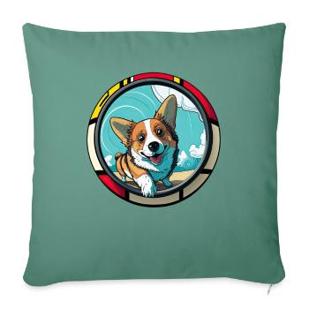Hunde CartoonWelsh Corgi Design für Hundeliebhaber - Sofakissenbezug 45 x 45 cm - Tanngrün - Vorne