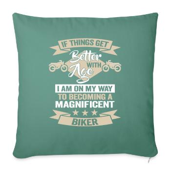 Motocycliste Birthday Biker Design - Housse de coussin décorative 45 x 45 cm - vert sapin - Devant