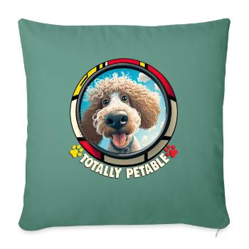 Dog Cartoon Poodle Design pour les amoureux des chiens - Housse de coussin décorative 45 x 45 cm - vert sapin - Devant
