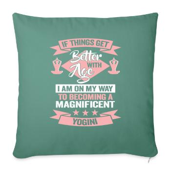 Yoga Chakra Méditation - Drôle de Zen et Yoga - Housse de coussin décorative 45 x 45 cm - vert sapin - Devant