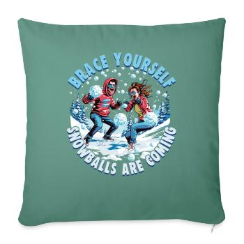 Schneeballschlacht - Préparez-vous les boules de neige sont - Housse de coussin décorative 45 x 45 cm - vert sapin - Devant