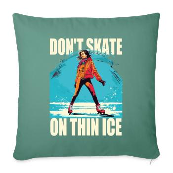 Patineur sur glace Patinage sur glace Patinage sur glace - Housse de coussin décorative 45 x 45 cm - vert sapin - Devant