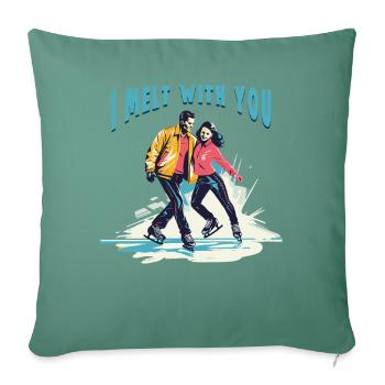 Patineur sur glace Patinage sur glace Patinage sur glace - Housse de coussin décorative 45 x 45 cm - vert sapin - Devant