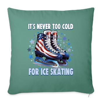 Patineur sur glace Patinage sur glace Patinage sur glace - Housse de coussin décorative 45 x 45 cm - vert sapin - Devant