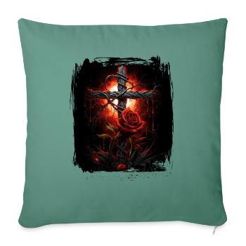 Croix gothiques design victorien - Housse de coussin décorative 45 x 45 cm - vert sapin - Devant