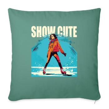 Patineur sur glace Patinage sur glace Patinage sur glace - Housse de coussin décorative 45 x 45 cm - vert sapin - Devant