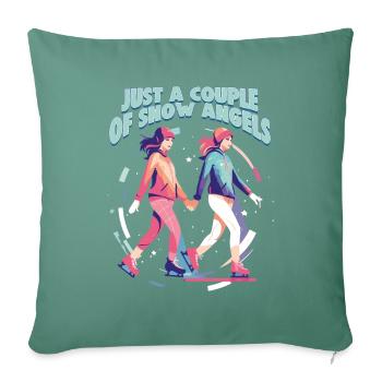 Patineur sur glace Patinage sur glace Patinage sur glace - Housse de coussin décorative 45 x 45 cm - vert sapin - Devant