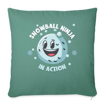 Bataille de boules de neige - Snowball Ninja en action - Housse de coussin décorative 45 x 45 cm - vert sapin - Devant