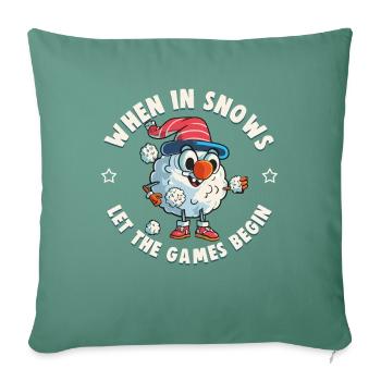Schneeballschlacht - Quand il neige, laissez les jeux - Housse de coussin décorative 45 x 45 cm - vert sapin - Devant